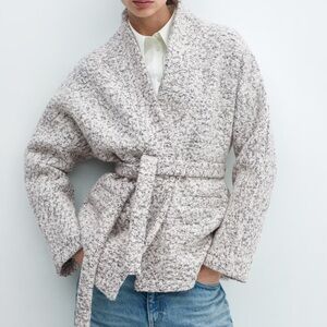 Mango Wool-blend jacket with belt